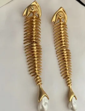 Statement New Arrival Fishbone Shape Dangle Irregular Glass Pearl Long Big Sweeping Shoulder Earrings Jewelry Accessories - Aliexpress - FashionsVida