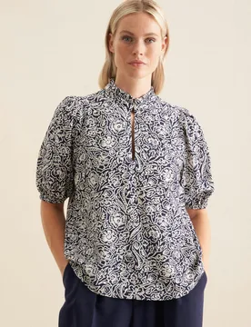 Shirtbluse Floral Blau 42 - Seidensticker - FashionsVida
