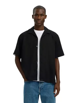 Chemise à Manches Courtes Casper Clay Linen Black M - Selected - FashionsVida