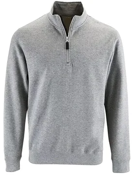 Mens Stan Contrast Zip Neck Sweatshirt (Grey Marl) - Size Small - SOLS - FashionsVida