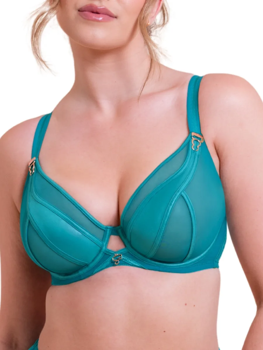 Womens Suspense Plunge Bra - Turquoise Polyamide - Size 38gg - Curvy Kate - FashionsVida