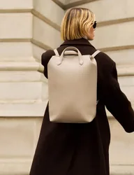Faux Leather Top Handle Cabin Backpack Taupe female