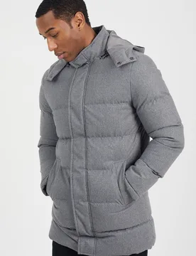Mens Puffer Jacket With Detachable Hood - - Size: L - Brave soul - FashionsVida