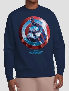 Captain America Brave New World Sam Wilson Red Sweatshirt, Navy - Navy - Size: M - Marvel - FashionsVida