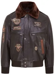 Mens Brown Us Air Force Bomber Jacket- Lieksa Lamb Leather - Size Small