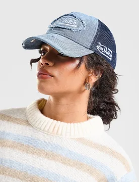 Denim Trucker Cap - Damen, Blau - female - Size: One Size - Von dutch - FashionsVida