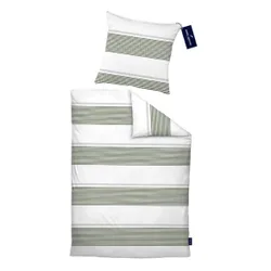 Renforce Bettwäsche Querstreifen fichte, 1x 135x200 cm + 1x 80x80 cm