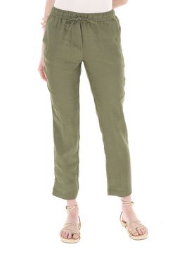 Pantalone in lino VERDE OLIVA 48