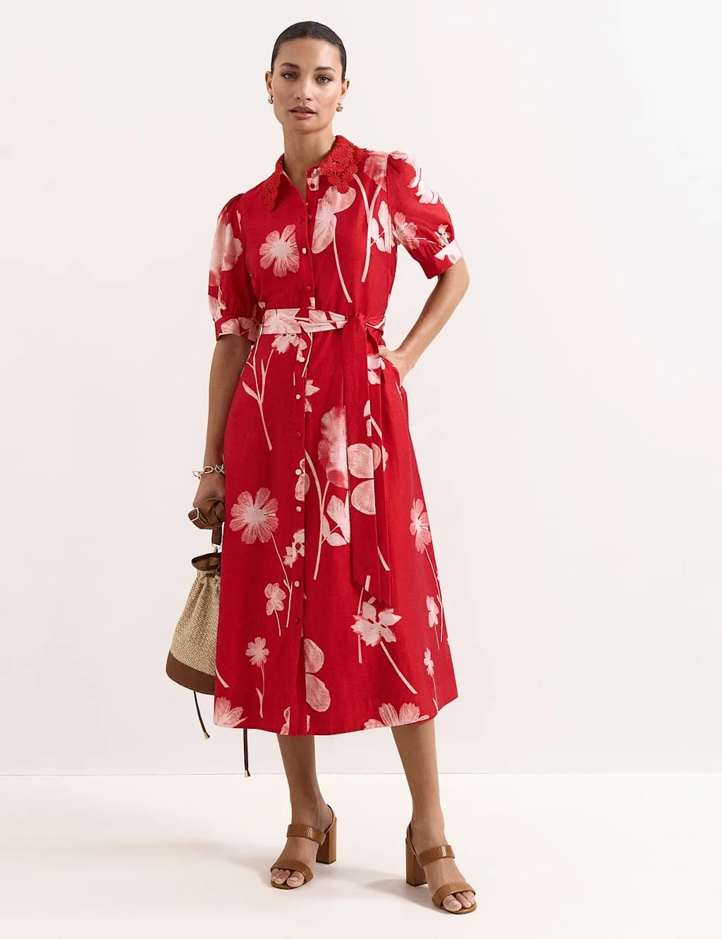 Floral Midi Skater Dress Red Mix female - Phase Eight - FashionsVida
