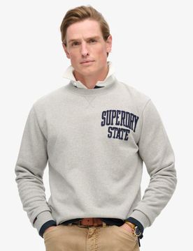 Superdry Herren Vintage Athletic Rundhals-sweatshirt Grau - Größe: XL
