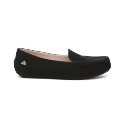Womens Ever Au Morris Moccasins With Sole - Black Leather - Size Uk 6