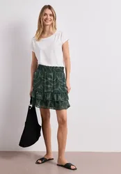 Knielanger Rock aus Chiffon mit Volants female Grün