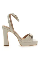 Sandali Bianchi con Plateau e Tacco Alto e Dettaglio Dorato B075Q82 38