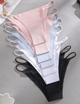 Piezas/Paquete Bragas de cintura baja sin costuras con tirantes de espagueti sexy para mujeres