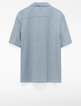 Camisa de hombre en tejido seersucker de algodón - Adolfo Dominguez - FashionsVida
