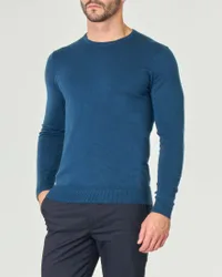 Maglia girocollo blu avio tinta unita