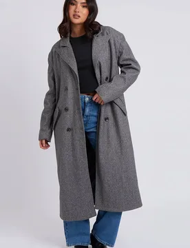 Women's Heritage Double-Breasted Formal Coat in Mid Grey Size: 8 - Mid Grey - Size: 8 - Urban Bliss - FashionsVida