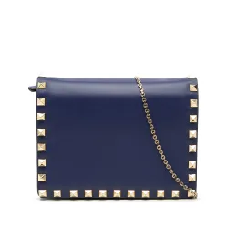 Leather Rockstud Chain Pouch