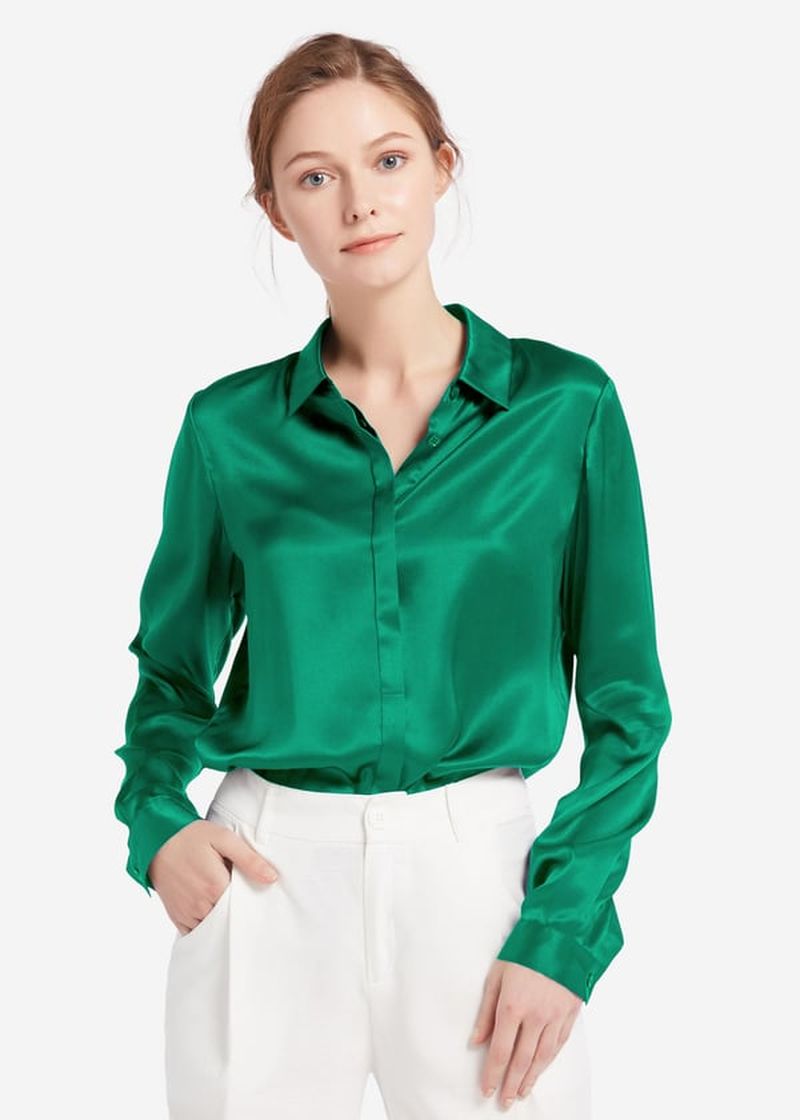 Donna Camicetta di Seta Charmeuse Lucida M
