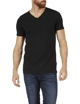T-shirt à Manches Courtes Et Col En V 2 Unités Black M