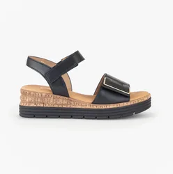 Shout Womens Ankle Strap Sandals Black Leather - Size Uk 8