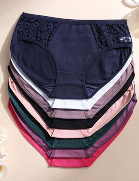 Piezas/Paquete Bragas deportivas para mujer de algodón puro sin costuras, sexys con patchwork de encaje, cintura baja, cómodas y transpirables
