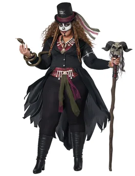 Damen Plus Size Voodoo Magierin Kostüm - female - KARNEVAL-MEGASTORE - FashionsVida