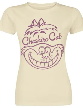 Disney T-Shirt - Grinsekatze - Cheshire Cat Smile - S bis XXL - für Damen - Größe M - natur - Lizenzierter Fanartikel - Frauen - female - Alice im Wunderland - FashionsVida