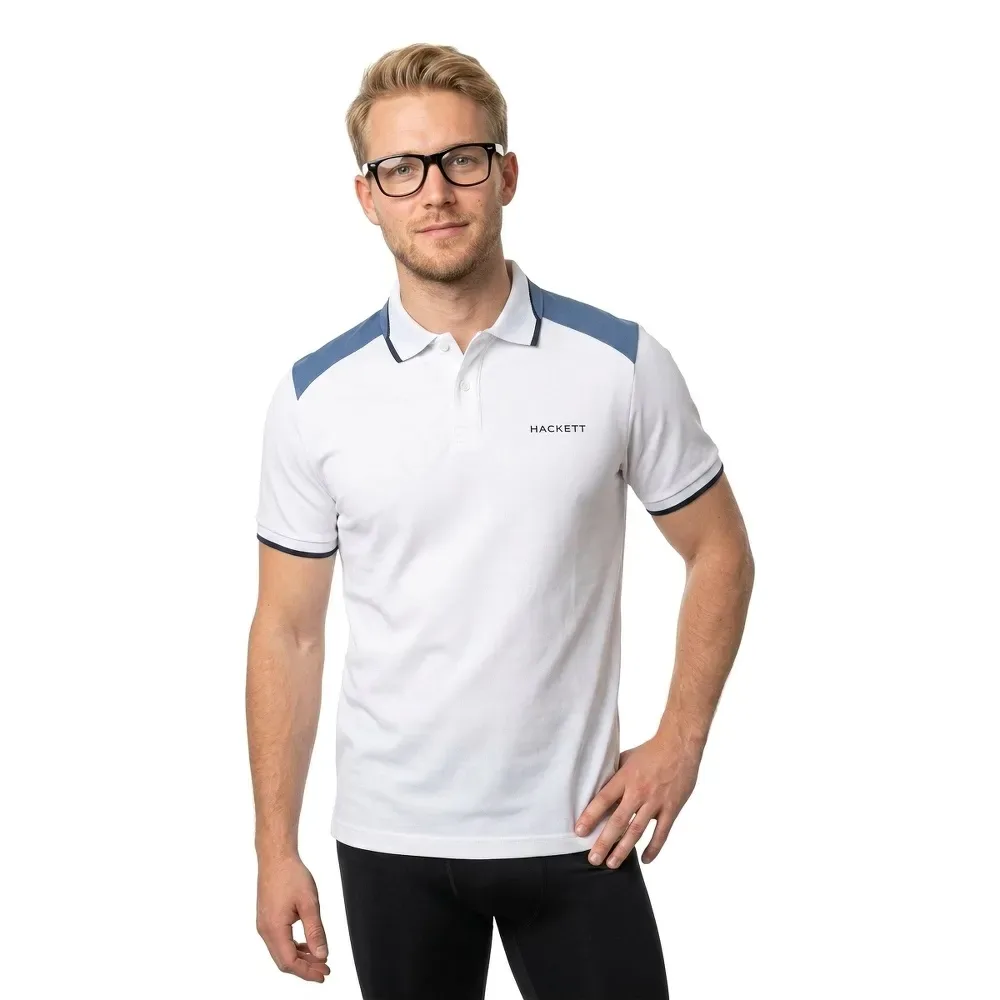 Polo A Maniche Corte Hm5600123 Optic White S - Hackett - FashionsVida