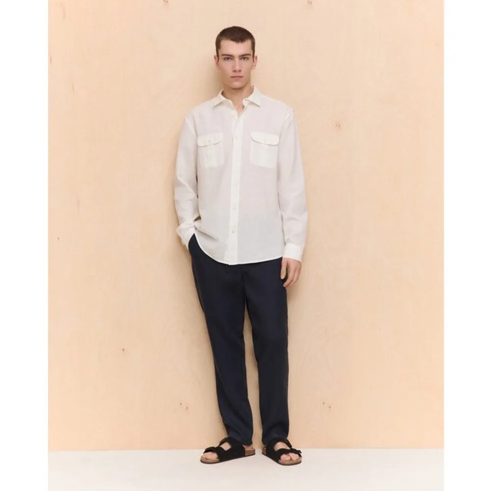 Pantalón 100% lino de hombre con cordón - Easy Wear - FashionsVida