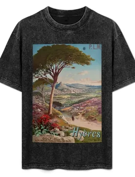 PLM Hyeres vintage travel poster T-Shirt Basic Simple Design Short Sleeve Shirt - Aliexpress - FashionsVida