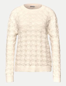 Flauschiger Strukturpullover Fluffy Weiß 38