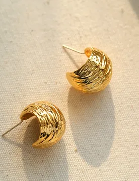 Vintage Copper Metal Texture Plicated C Shaped Earrings for Women Gold Plated Ms Fashion Elegant Jewelry New Gift - Aliexpress - FashionsVida
