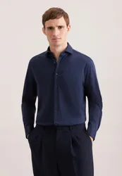 Regular Jerseyhemd Uni Blau 42