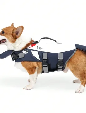 Chaleco salvavidas para perros resistente al desgarro, chaleco de flotación para mascotas con diseño divertido de tiburón, chaleco salvavidas refle - Shein - FashionsVida