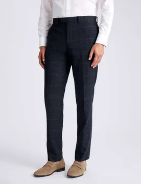 Tailored Fit Check Suit Trousers Navy Mix male - MOSS - FashionsVida