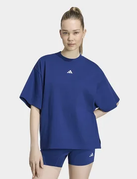 Womens T-shirt Con 3 Strisce Studio Boyfriend - Blu, blu blu Donna taglia S - Adidas - FashionsVida