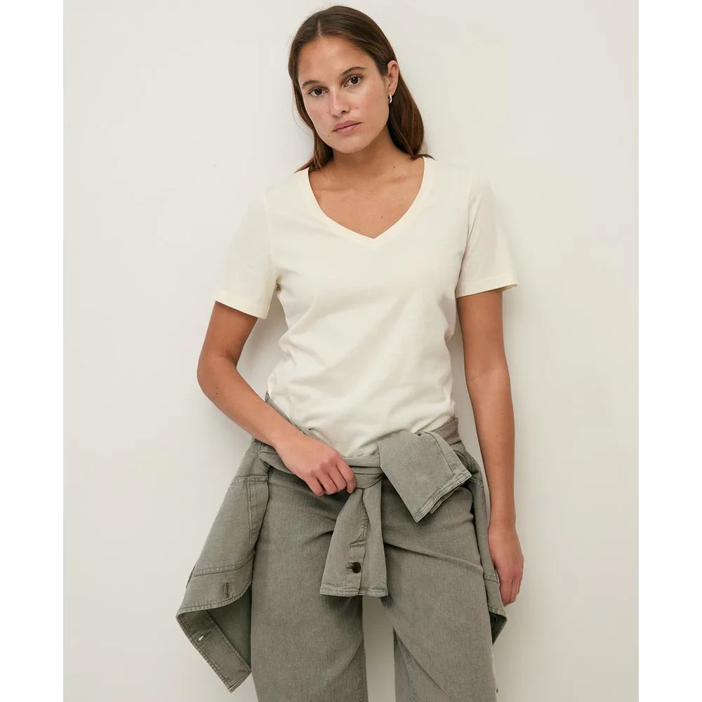 Camiseta de mujer de manga corta y cuello pico - Yerse - FashionsVida