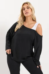 Women's 2 in 1 Long Sleeve Top in Black Size: 16 - Black - Size: 16
