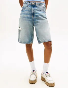 SHORT IN DENIM LARGHI CON DETTAGLI DISTRESSED - TOMMY JEANS - FashionsVida
