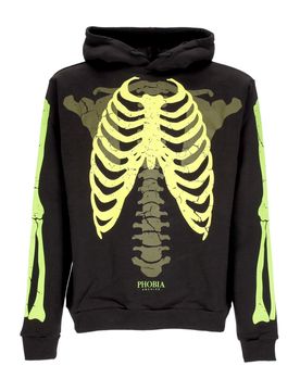 Felpa Leggera Cappuccio Uomo Bones Hoodie Black/green/light Green