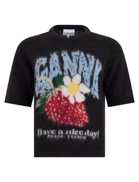 Short-Sleeve Sweater with Graphic Front