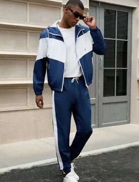 Chándal casual para hombres, conjunto de chaqueta y pantalones, deportivo y elegante para hombres jóvenes, deportes de otoño y primavera - Shein - FashionsVida