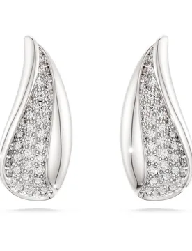 Orecchini pendenti Classica, Taglio Round, Bianchi, Argento sterling S - Swarovski - FashionsVida