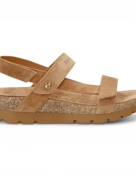 Womens Wedge Bark Brown Suede Leather Sandals - Selma B10 - Dark Brown - Size Eu 40 - Panama jack - FashionsVida
