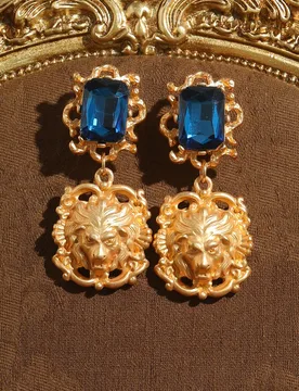 Vintage Blue Crystal Drop Earrings Pendant Large Natural Stone Lion Gold Color Designer For Women New Trending Jewelry 2026 Gift - Aliexpress - FashionsVida
