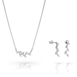 Charlene' Womens 925 Sterling Silver Set: Necklace + Earrings - Set-7568 - One Size