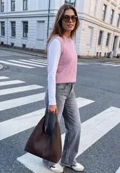 Street One Federgarn Pullunder mit Rundhals female Rosa