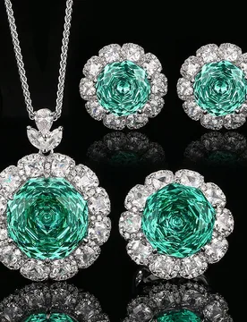 Luxury Green Rose Cut Gemstone Jewelry Pendant Adjustable Ring Stud Earrings with Sparkling CZ Halo Perfect for Wedding Party - Aliexpress - FashionsVida