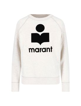 Cotton-Trim Flocked Sweatshirt Sweater